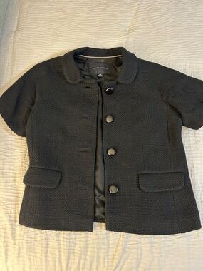 Banana Republic Black Short-Sleeve Textured Blazer
